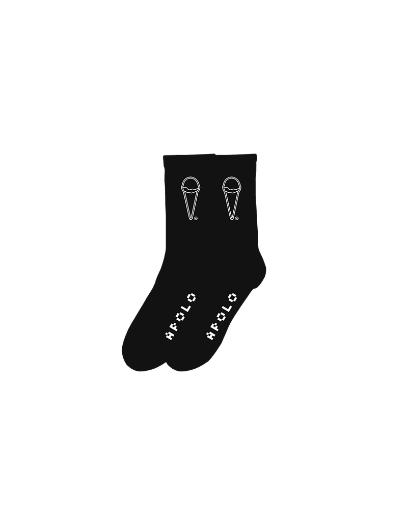 A P O L O Ice Cream Logo Socks - Black - A P O L O Enterprise